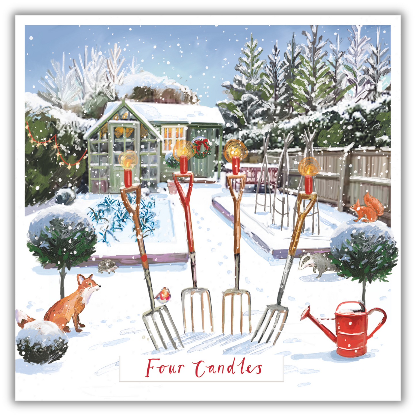 Four Candles in the Garden Christmas Cards