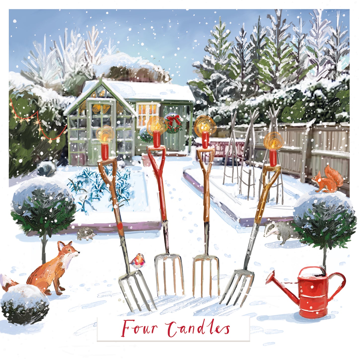 Four Candles in the Garden Christmas Cards