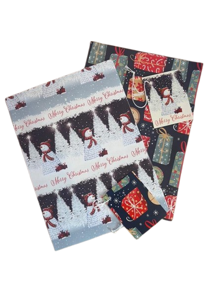 Snowmen and Presents Wrap (set of 2)